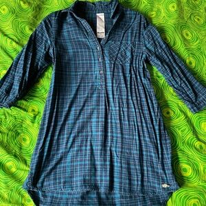 Roots Teal and Navy Plaid Shirt